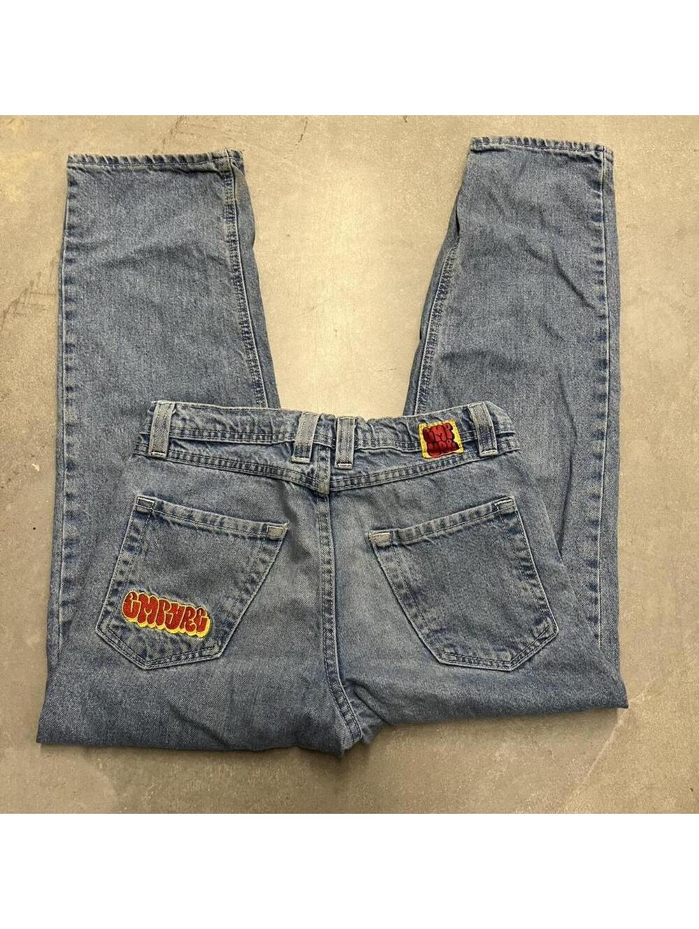 Y2K Empyre Women's Y2K Baggy Skate Jeans Size 26 Embroidered Logo Wide Leg Denim